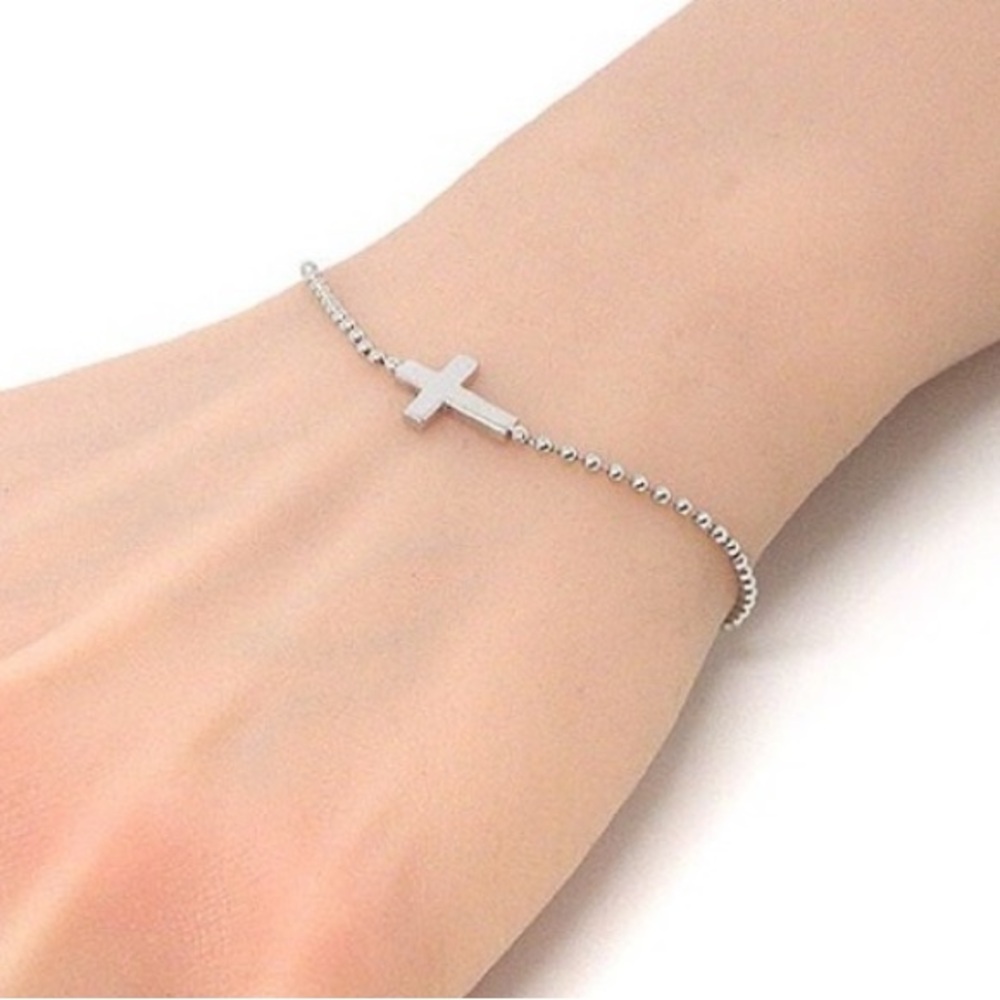 Gucci Ball Chain Cross 750 18K White Gold Bracelet | # 16